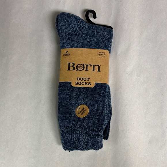 New Born Socks 2 Pair Men’s Blue Super Soft Boot Socks Casual Activewear Classic - Picture 13 of 13